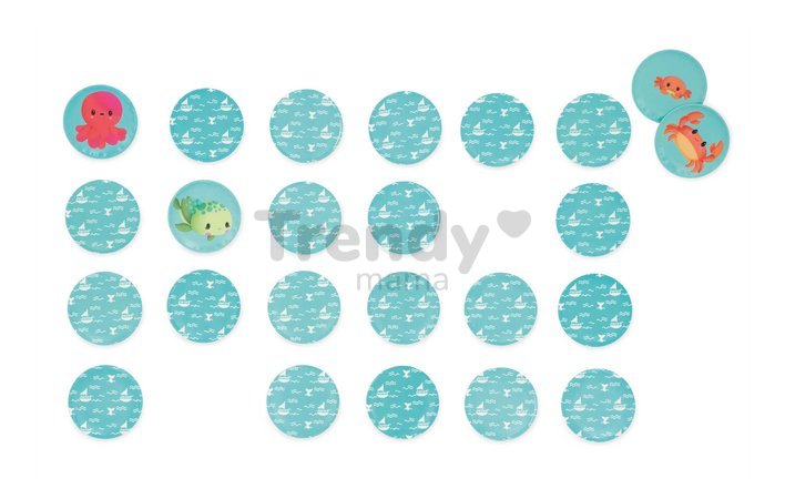 Pexeso do vody Morské zvieratká Memo Game Baby Animals Janod mäkké 24 dielov od 24 mes J04723