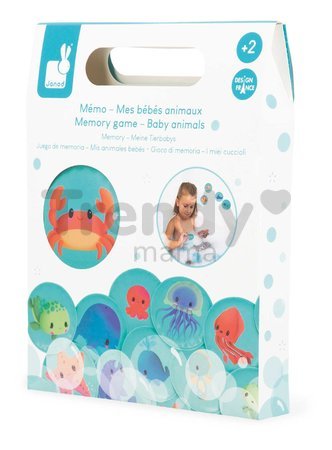 Pexeso do vody Morské zvieratká Memo Game Baby Animals Janod mäkké 24 dielov od 24 mes J04723