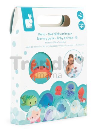 Pexeso do vody Morské zvieratká Memo Game Baby Animals Janod mäkké 24 dielov od 24 mes J04723