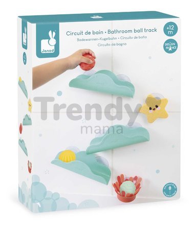 Hračka do vody guľôčková dráha Sea Themed Bathroom Ball Track Janod s prísavkami od 12 mes J04732