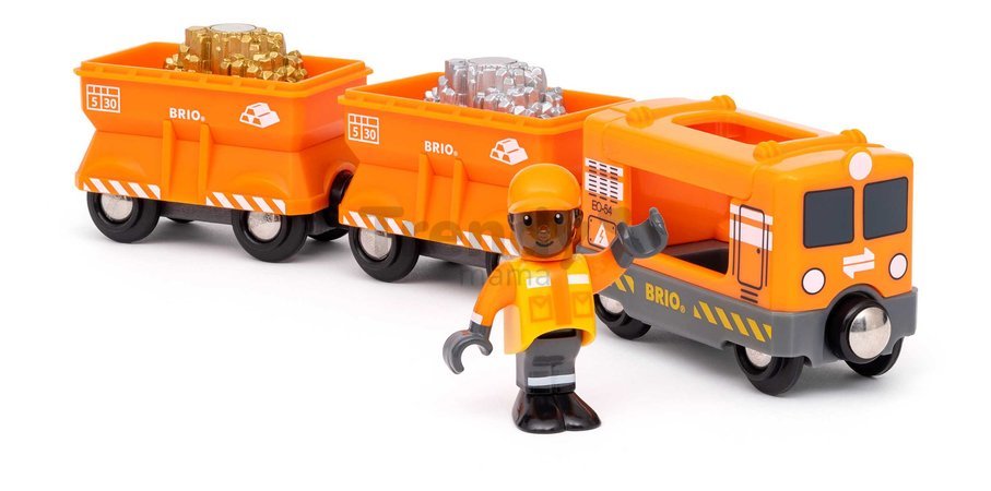 Nákladný vláčik so zlatom a striebrom Cargo Train BRIO lokomotíva s 2 vagónmi a figúrkou 6 dielov od 3 rokov BRIO0493 