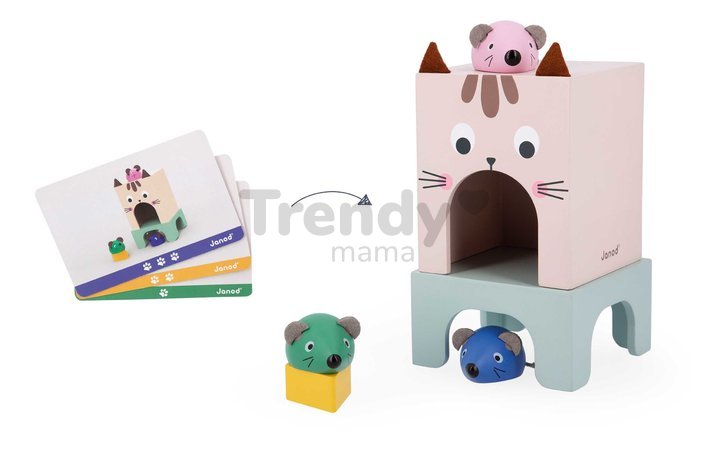 Vzdelávacia hra orientácia v priestore Mačka a Myš Cat and Mouse Finding Your Bearings in Space Janod 3 úrovne obtiažnosti