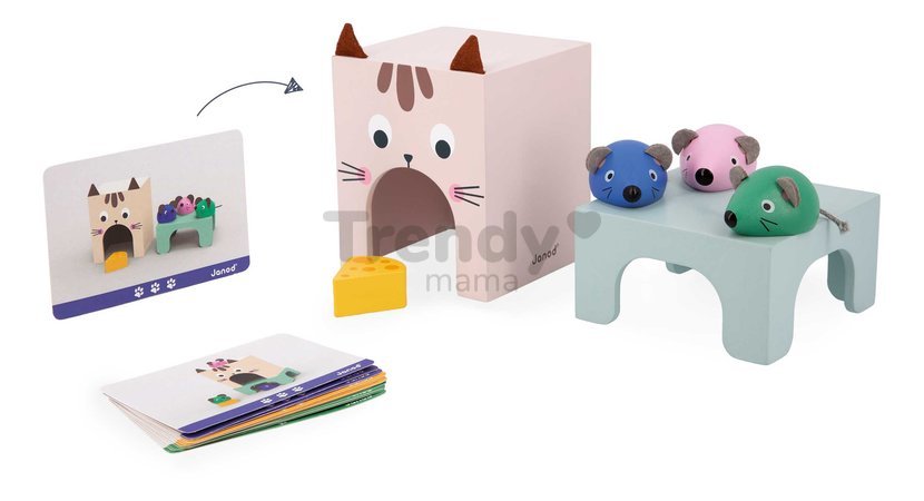 Vzdelávacia hra orientácia v priestore Mačka a Myš Cat and Mouse Finding Your Bearings in Space Janod 3 úrovne obtiažnosti