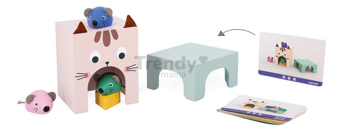 Vzdelávacia hra orientácia v priestore Mačka a Myš Cat and Mouse Finding Your Bearings in Space Janod 3 úrovne obtiažnosti