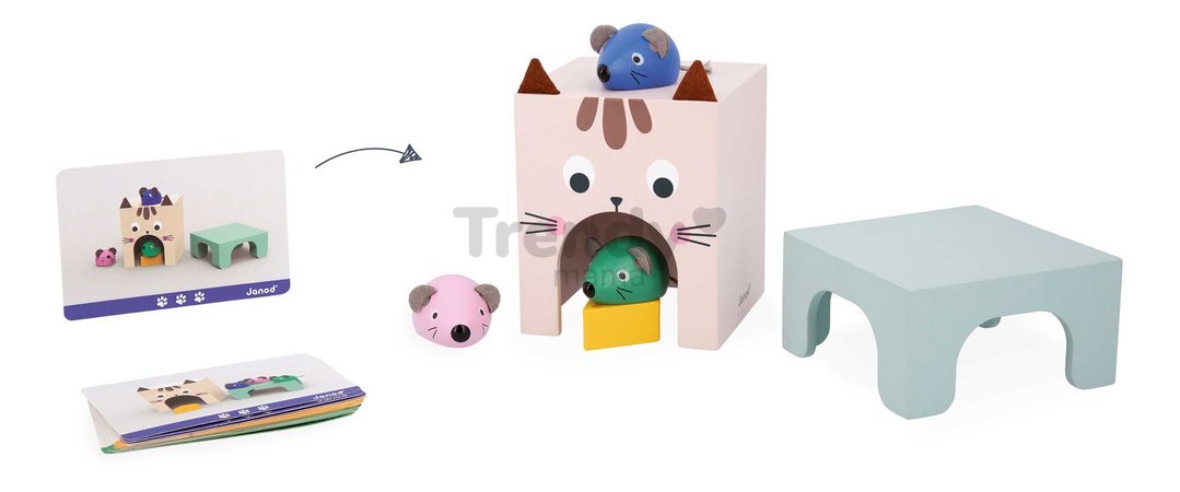 Vzdelávacia hra orientácia v priestore Mačka a Myš Cat and Mouse Finding Your Bearings in Space Janod 3 úrovne obtiažnosti