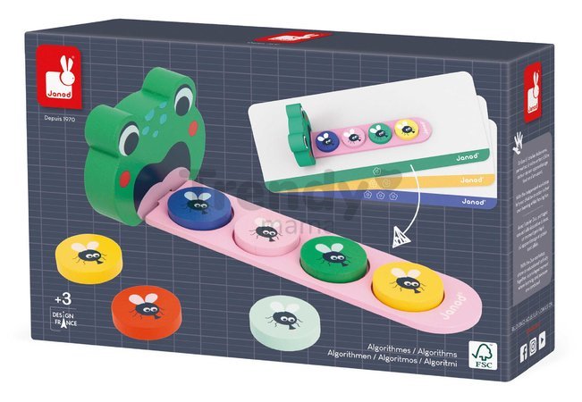 Vzdelávacia hra algoritmy Žabka Froggy Alhorithms Janod 2 varianty hry 53 dielov J05088