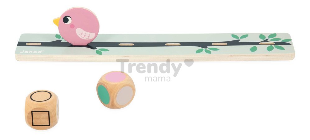 Vzdelávacia hra triedenie Vtáčiky Birds Sorting Shapes Sizes nad Colours Janod 72 drevených vtáčikov od 24 mes J05089