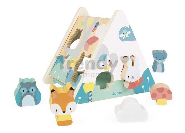 Drevený domček na vkladanie tvarov Shape Sorter Pure Janod 6 dielov od 18 mes J05150