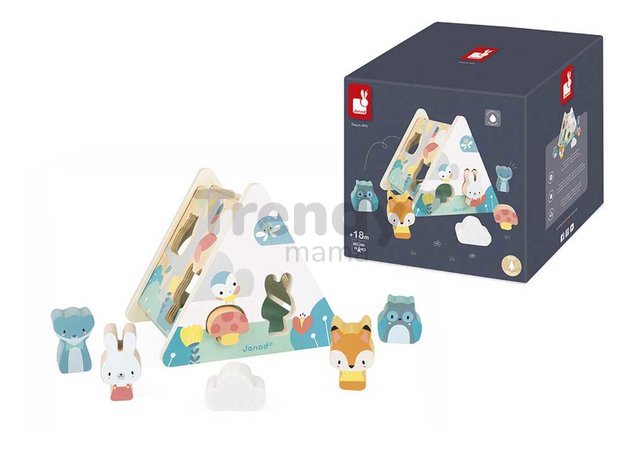 Drevený domček na vkladanie tvarov Shape Sorter Pure Janod 6 dielov od 18 mes J05150