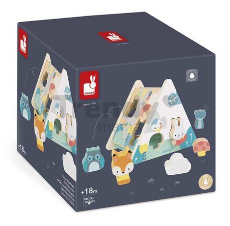 Drevený domček na vkladanie tvarov Shape Sorter Pure Janod 6 dielov od 18 mes J05150