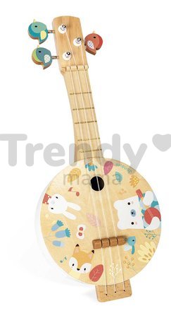 Drevený hudobný nástroj bendžo Banjo Pure Janod s motívom zvieratiek J05160