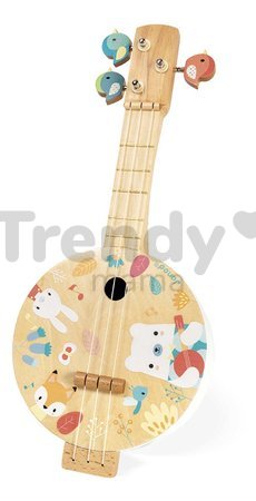 Drevený hudobný nástroj bendžo Banjo Pure Janod s motívom zvieratiek J05160
