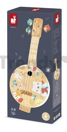 Drevený hudobný nástroj bendžo Banjo Pure Janod s motívom zvieratiek J05160