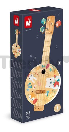 Drevený hudobný nástroj bendžo Banjo Pure Janod s motívom zvieratiek J05160