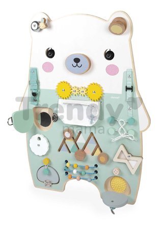 Drevená motorická doska s aktivitami Medveď Bear Activity Board Pure Janod 20 aktivít od 18 mes J05162
