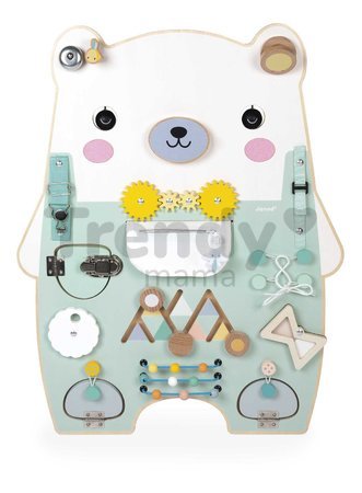 Drevená motorická doska s aktivitami Medveď Bear Activity Board Pure Janod 20 aktivít od 18 mes J05162