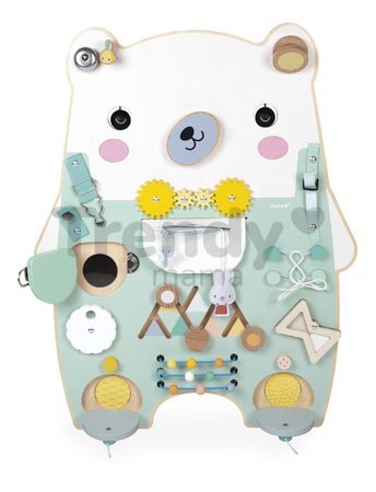 Drevená motorická doska s aktivitami Medveď Bear Activity Board Pure Janod 20 aktivít od 18 mes J05162