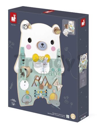 Drevená motorická doska s aktivitami Medveď Bear Activity Board Pure Janod 20 aktivít od 18 mes J05162