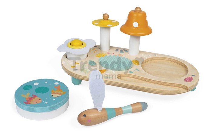 Drevený hudobný stolík Musical Table Pure Janod 5 hudobných nástrojov od 12 mes J05164