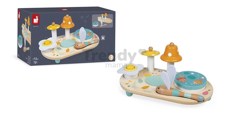 Drevený hudobný stolík Musical Table Pure Janod 5 hudobných nástrojov od 12 mes J05164