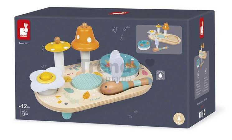 Drevený hudobný stolík Musical Table Pure Janod 5 hudobných nástrojov od 12 mes J05164