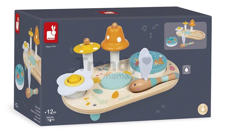 Drevený hudobný stolík Musical Table Pure Janod 5 hudobných nástrojov od 12 mes J05164