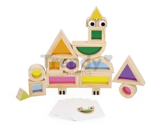 Drevené kocky Translucent Blocks Sensory Janod priesvitné s predlohami 12 dielov od 12 mes J05306