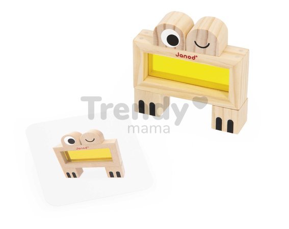 Drevené kocky Translucent Blocks Sensory Janod priesvitné s predlohami 12 dielov od 12 mes J05306