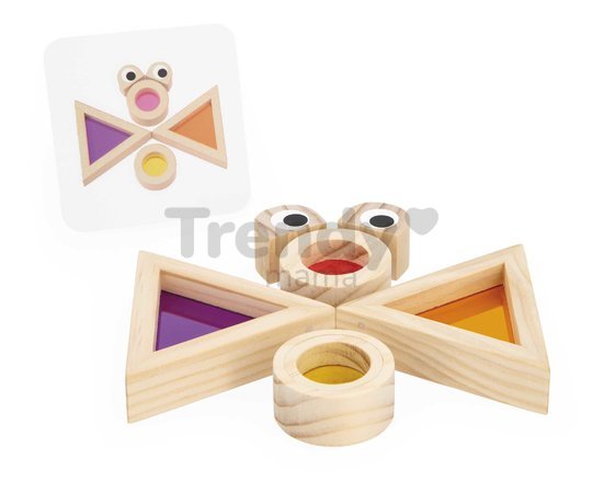 Drevené kocky Translucent Blocks Sensory Janod priesvitné s predlohami 12 dielov od 12 mes J05306