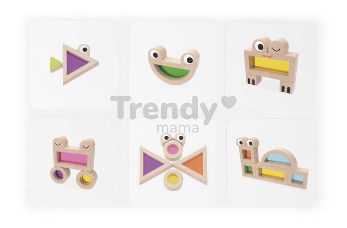 Drevené kocky Translucent Blocks Sensory Janod priesvitné s predlohami 12 dielov od 12 mes J05306