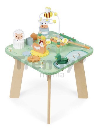 Drevený didaktický stolík Lúka s aktivitami Meadow Activity Table Janod 7 aktivít od 12 mes J05327