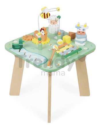 Drevený didaktický stolík Lúka s aktivitami Meadow Activity Table Janod 7 aktivít od 12 mes J05327