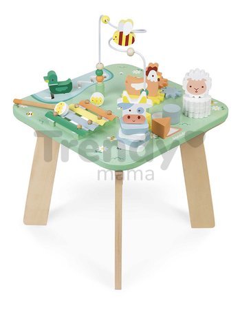 Drevený didaktický stolík Lúka s aktivitami Meadow Activity Table Janod 7 aktivít od 12 mes J05327