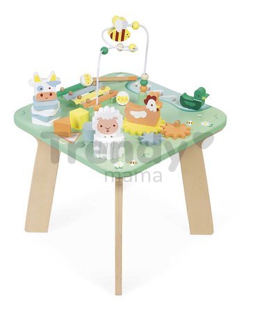 Drevený didaktický stolík Lúka s aktivitami Meadow Activity Table Janod 7 aktivít od 12 mes J05327