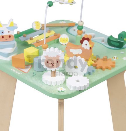 Drevený didaktický stolík Lúka s aktivitami Meadow Activity Table Janod 7 aktivít od 12 mes J05327