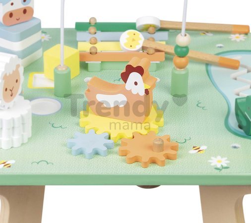 Drevený didaktický stolík Lúka s aktivitami Meadow Activity Table Janod 7 aktivít od 12 mes J05327