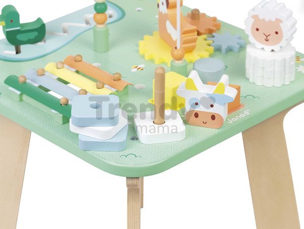 Drevený didaktický stolík Lúka s aktivitami Meadow Activity Table Janod 7 aktivít od 12 mes J05327