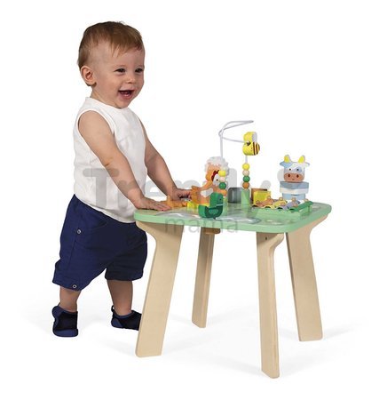 Drevený didaktický stolík Lúka s aktivitami Meadow Activity Table Janod 7 aktivít od 12 mes J05327