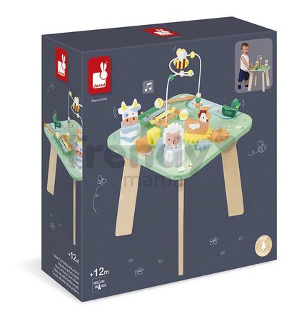 Drevený didaktický stolík Lúka s aktivitami Meadow Activity Table Janod 7 aktivít od 12 mes J05327