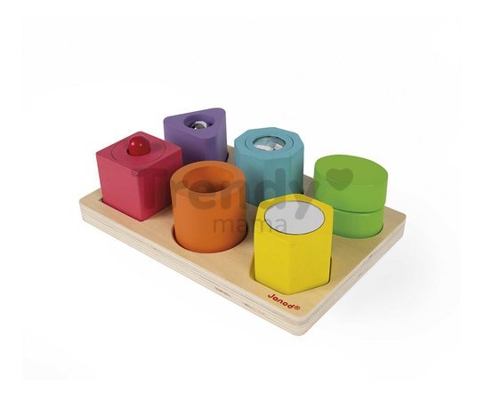 Drevená vkladačka Tvary a zvuky I Wood Shapes & Sounds Janod 7 dielov od 12 mes J05332
