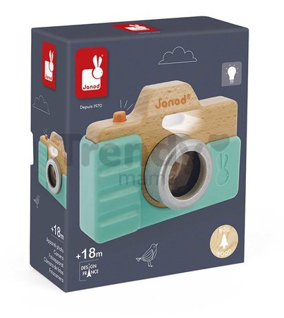 Drevený fotoaparát so zvukom a svetlom Camera Janod so silikónovým puzdrom od 18 mes