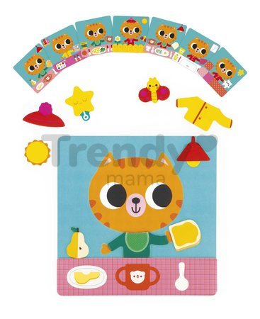 Magnetická hra Denné aktivity Mačka The Daily Routines Cat Janod s predlohami 30 dielov od 24 mes J05446