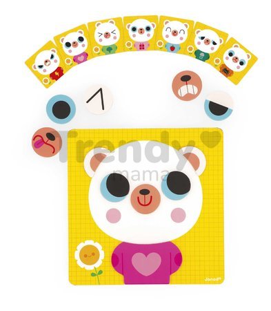 Magnetická hra Emócie a pocity Medveď The Emotions Bear Janod s predlohami 30 dielov od 24 mes J05447