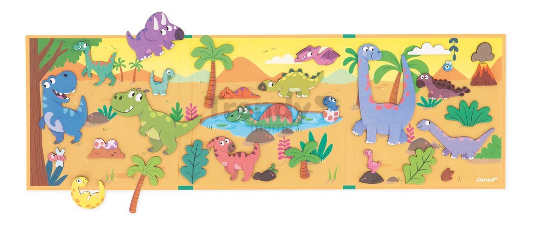Magnetická kniha Dinosaury Dinosaurs Magnetistories Janod 30 magnetiek J05450