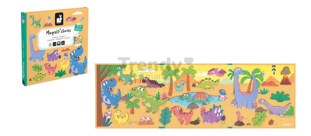 Magnetická kniha Dinosaury Dinosaurs Magnetistories Janod 30 magnetiek J05450