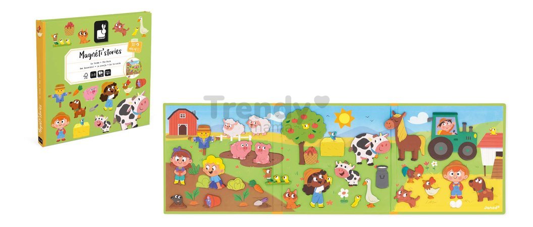 Magnetická kniha Farma The Farm Magnetistories Janod 30 magnetiek J05451