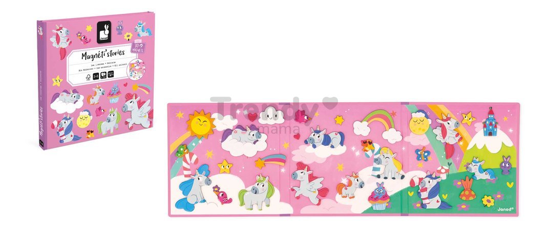 Magnetická kniha Jednorožce Unicorns Magnetistories Janod 30 magnetiek J05452