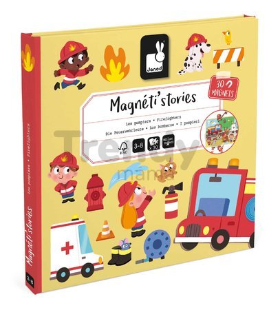 Magnetická kniha Požiarnici Firefighters Magnetistories Janod 30 magnetiek J05453