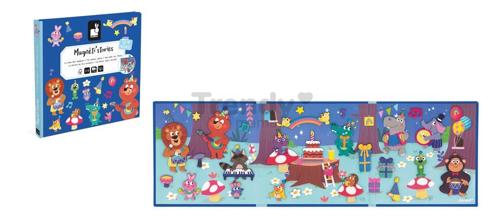 Magnetická kniha Narodeninová párty zvieratká The Animal Party Magnetistories Janod 30 magnetiek J05455