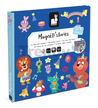 Magnetická kniha Narodeninová párty zvieratká The Animal Party Magnetistories Janod 30 magnetiek J05455